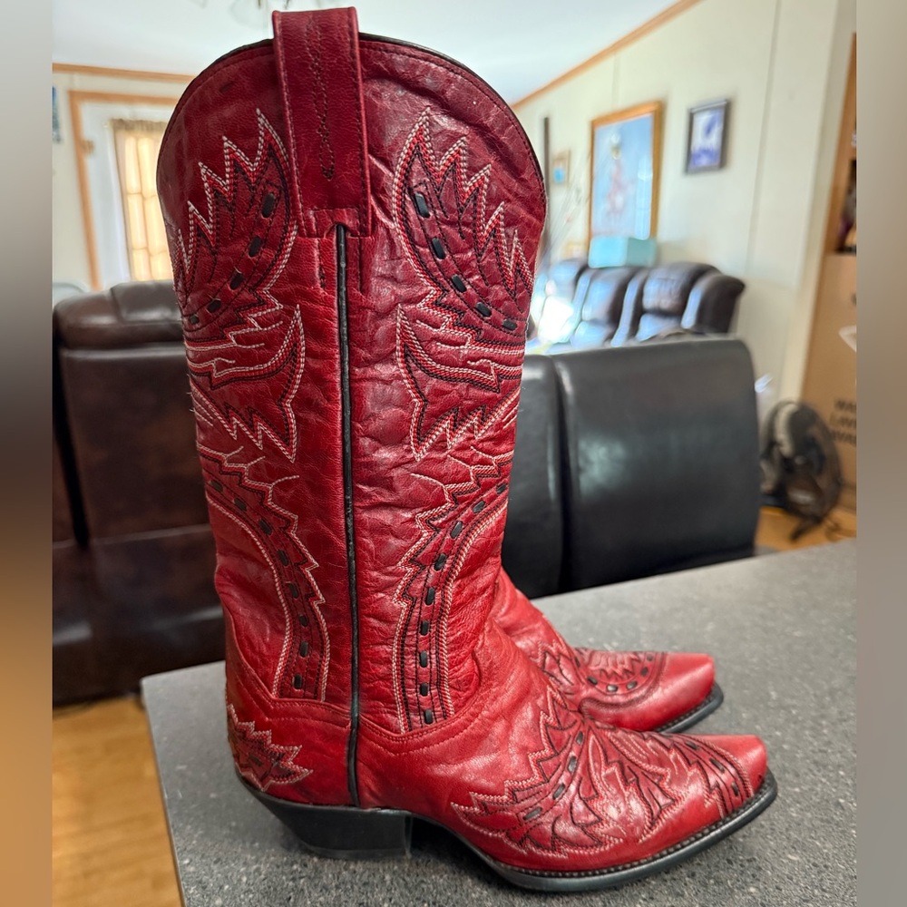 Dan Post Sidewinder Red Leather Western Cowboy Boots size 7M Womens.